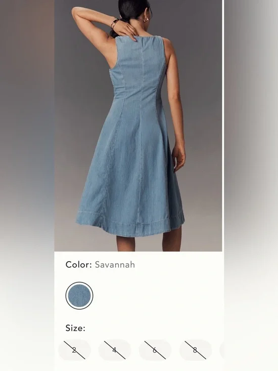 Reformation Sebastien Denim Midi Dress Size 8 NWT - Picture 4 of 16